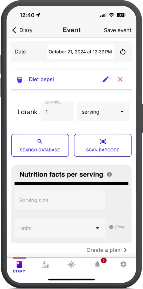 food and calorie tracking in best life app