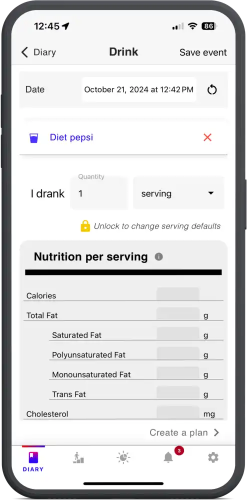 food and calorie tracking in best life app