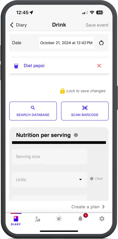 food and calorie tracking in best life app